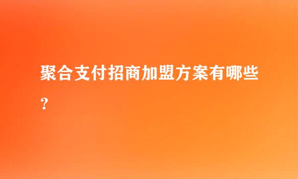 聚合支付招商加盟方案有哪些？