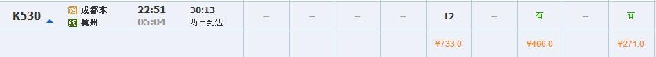 K530火车在成都哪个站上~在杭州哪个站下？
