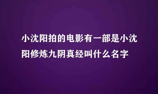 小沈阳拍的电影有一部是小沈阳修炼九阴真经叫什么名字