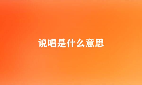 说唱是什么意思