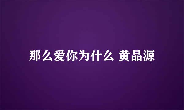 那么爱你为什么 黄品源