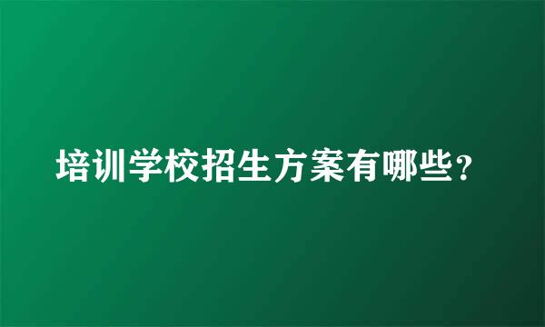 培训学校招生方案有哪些？