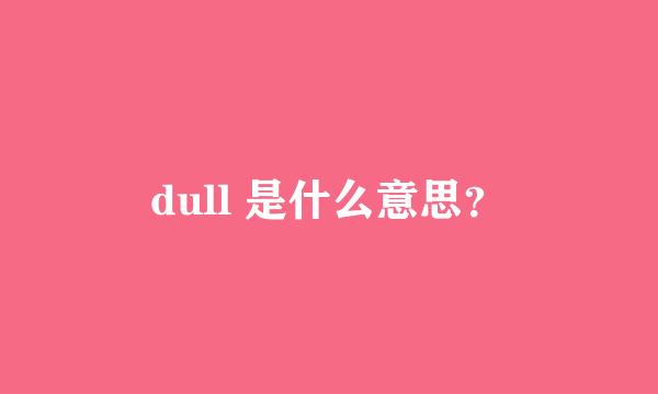 dull 是什么意思？