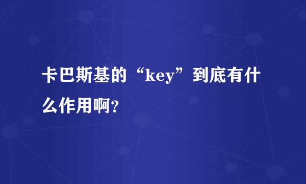 卡巴斯基的“key”到底有什么作用啊？