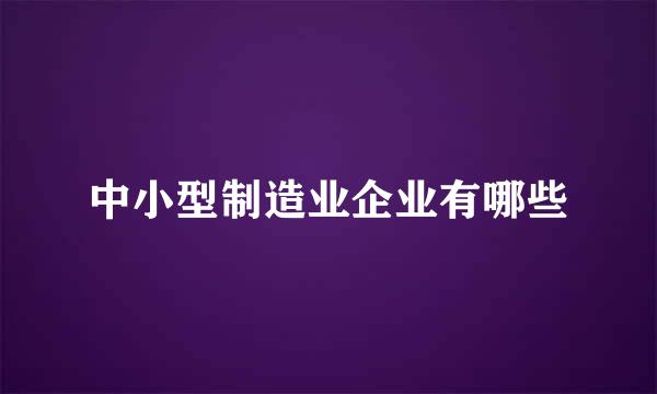 中小型制造业企业有哪些