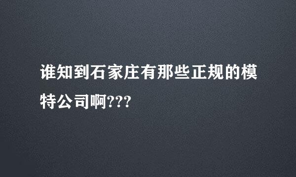 谁知到石家庄有那些正规的模特公司啊???