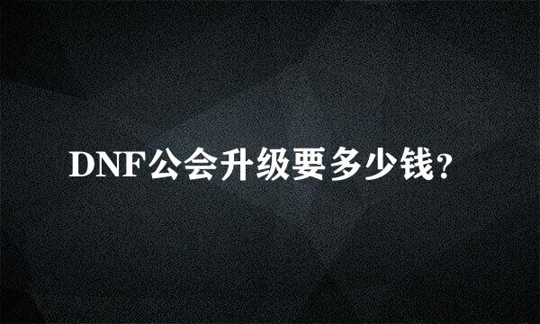 DNF公会升级要多少钱？