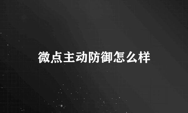 微点主动防御怎么样