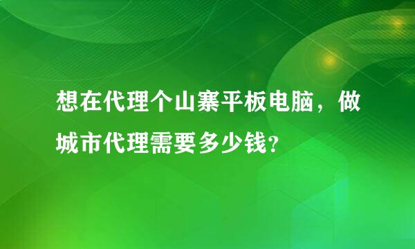 想在代理个山寨平板电脑，做城市代理需要多少钱？