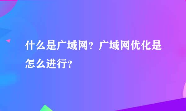 什么是广域网？广域网优化是怎么进行？