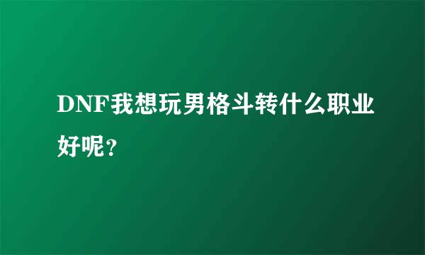 DNF我想玩男格斗转什么职业好呢？