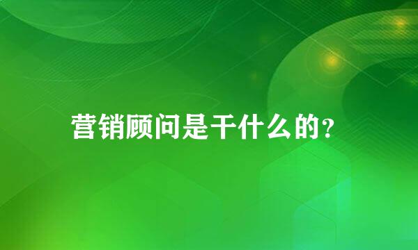 营销顾问是干什么的？