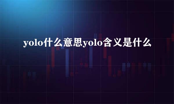 yolo什么意思yolo含义是什么