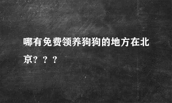 哪有免费领养狗狗的地方在北京？？？