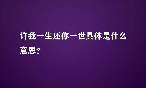 许我一生还你一世具体是什么意思？