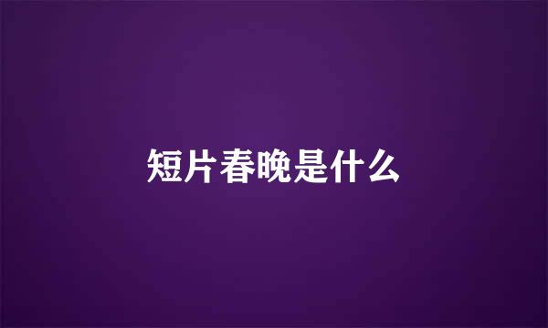 短片春晚是什么