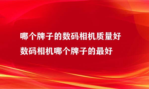 哪个牌子的数码相机质量好 数码相机哪个牌子的最好