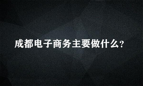 成都电子商务主要做什么？