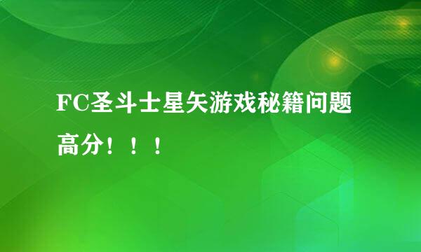 FC圣斗士星矢游戏秘籍问题 高分！！！