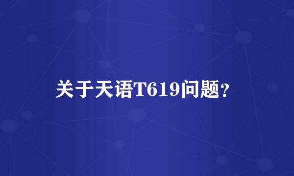 关于天语T619问题？