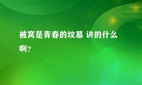 被窝是青春的坟墓 讲的什么啊？