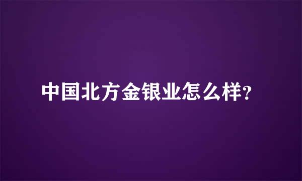 中国北方金银业怎么样？