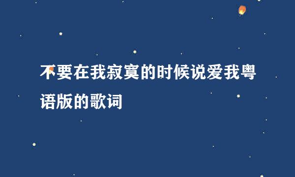 不要在我寂寞的时候说爱我粤语版的歌词