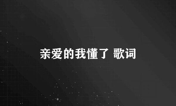 亲爱的我懂了 歌词