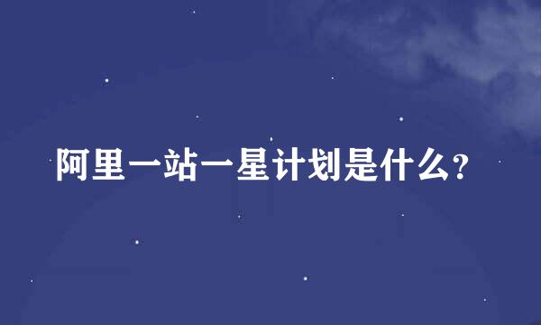 阿里一站一星计划是什么？