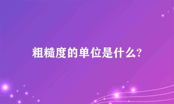 粗糙度的单位是什么?