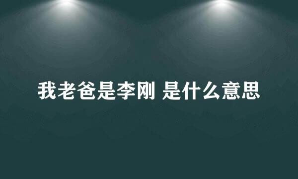 我老爸是李刚 是什么意思