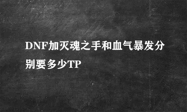 DNF加灭魂之手和血气暴发分别要多少TP