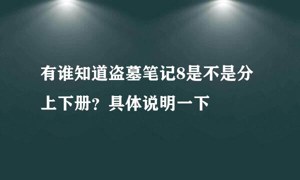 有谁知道盗墓笔记8是不是分上下册？具体说明一下