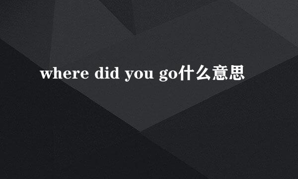 where did you go什么意思