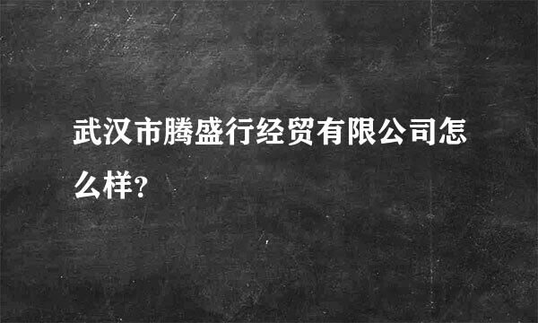 武汉市腾盛行经贸有限公司怎么样？