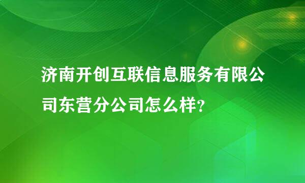 济南开创互联信息服务有限公司东营分公司怎么样？