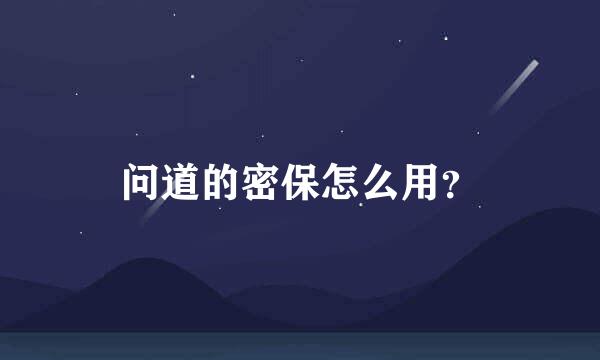 问道的密保怎么用？