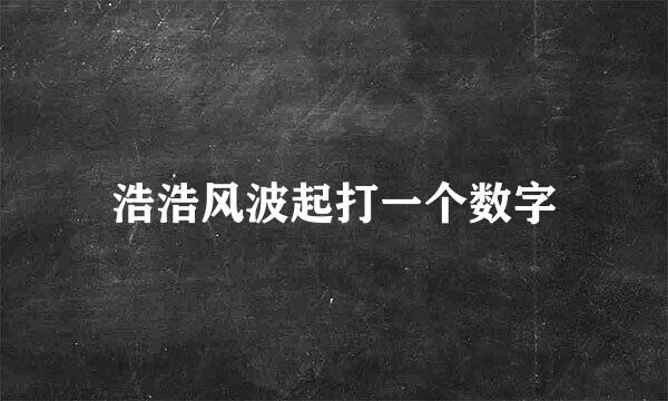 浩浩风波起打一个数字