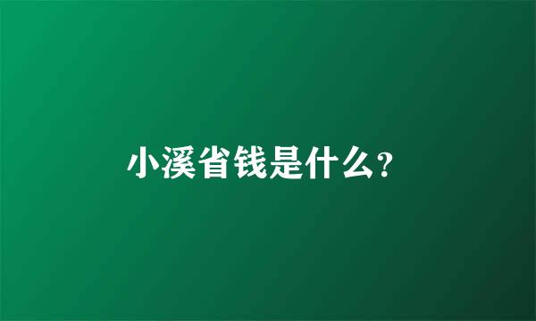 小溪省钱是什么？