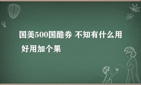 国美500国酷券 不知有什么用 好用加个果