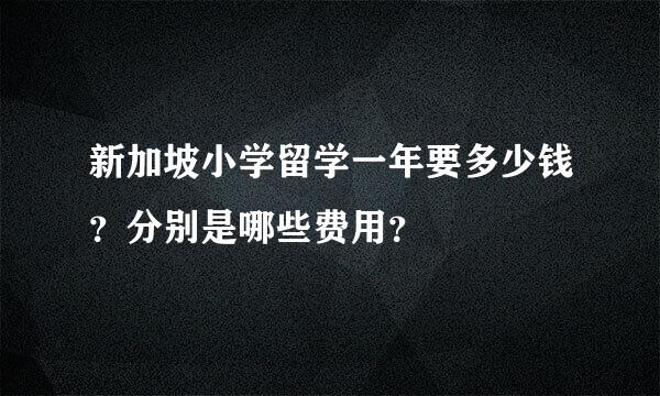 新加坡小学留学一年要多少钱？分别是哪些费用？