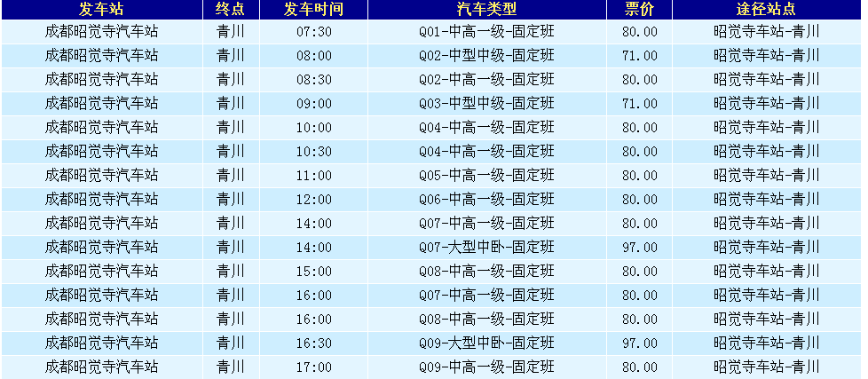 成都到青川在哪里坐车