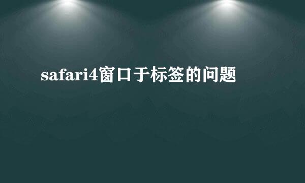 safari4窗口于标签的问题