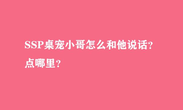 SSP桌宠小哥怎么和他说话？点哪里？