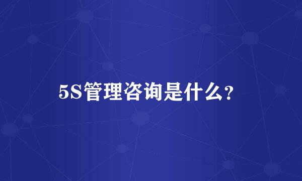 5S管理咨询是什么？