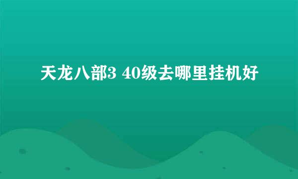 天龙八部3 40级去哪里挂机好