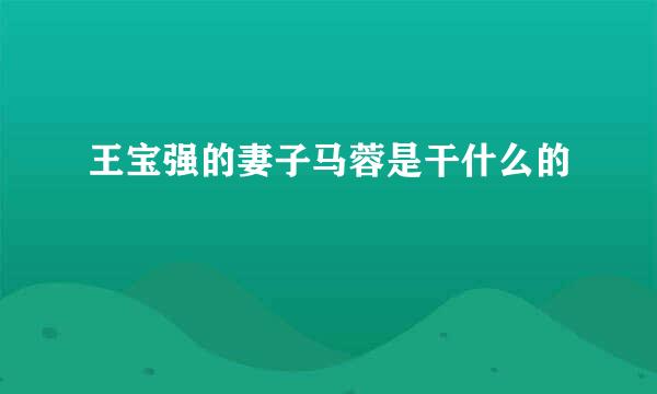 王宝强的妻子马蓉是干什么的