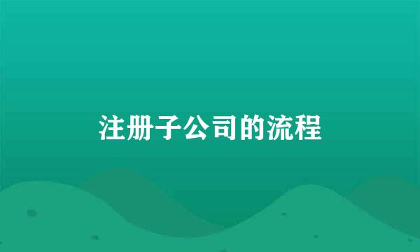 注册子公司的流程