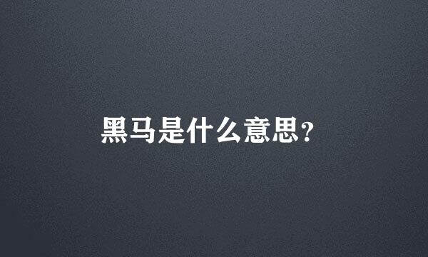 黑马是什么意思？