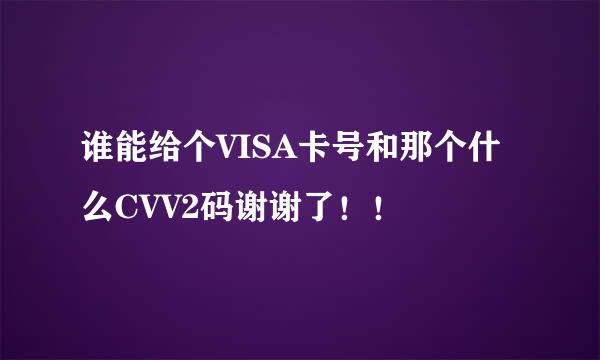 谁能给个VISA卡号和那个什么CVV2码谢谢了！！